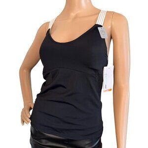 Marika Swim Tank Top Size Small Strappy Back UPF 50 Black White DryWik